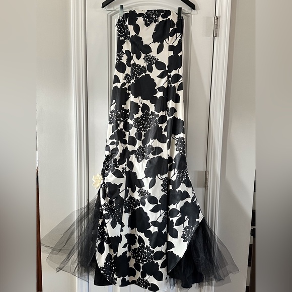 Scott McClintock Vintage Y2K Black and White Floral Evening Gown Size 6 - Picture 8 of 9